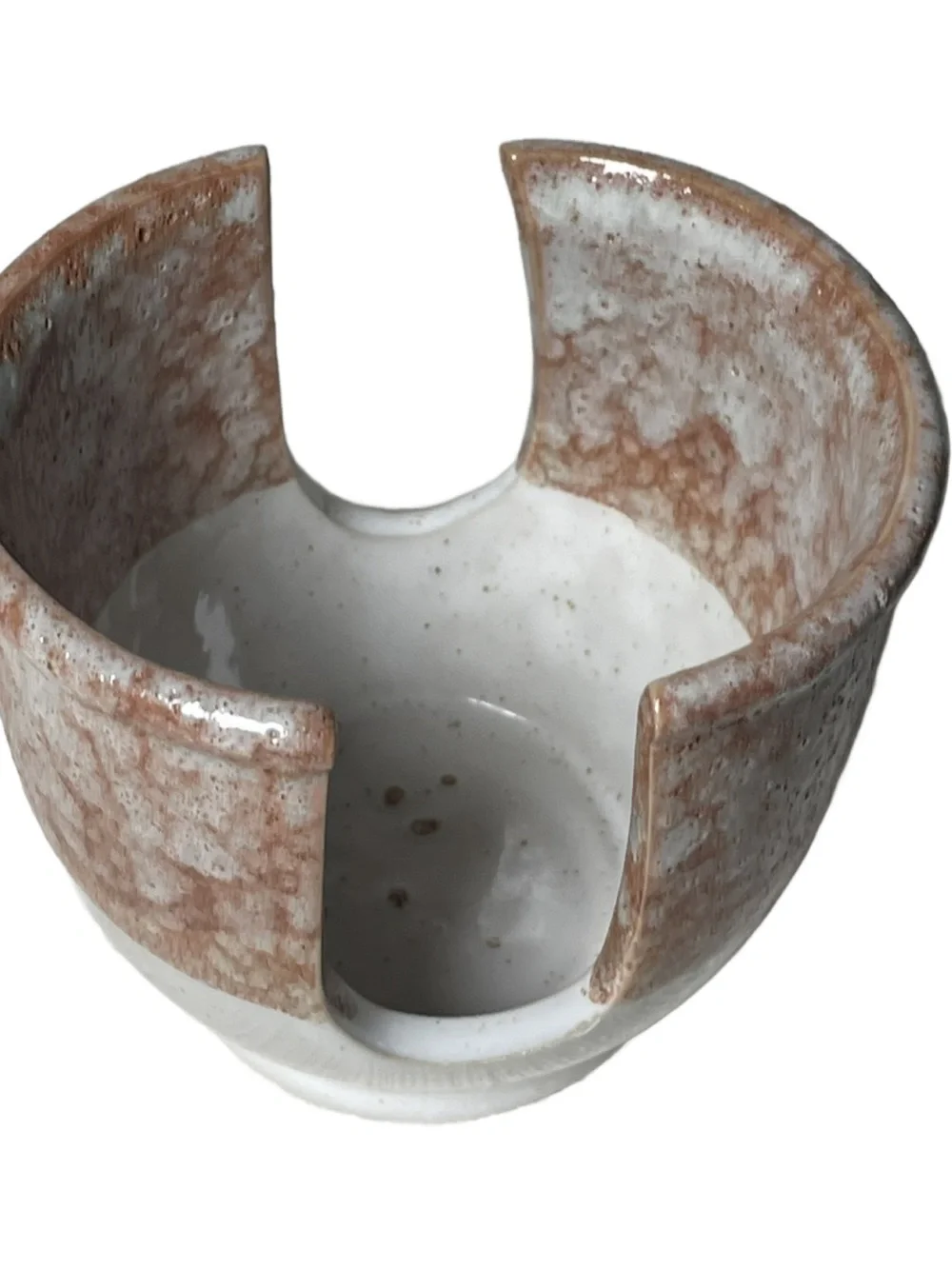 Rustic Slotted Stoneware Sponge Holder Two-Tone design w/Speckled Top